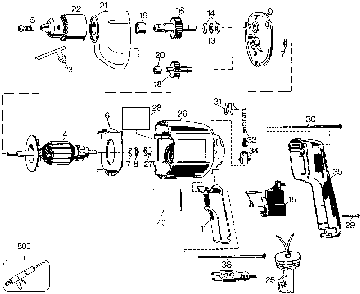 Exploded Diagram A Diagram and Parts List for 7198 Type 1 Black and Decker Drill
